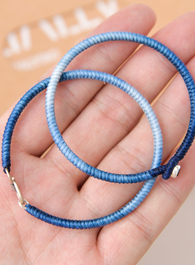 藏饰泰蜡手工编织蓝色渐变手绳