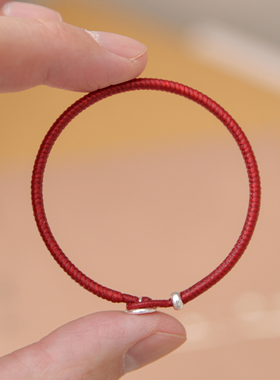 马年本命年纯银扣金刚结红绳手链