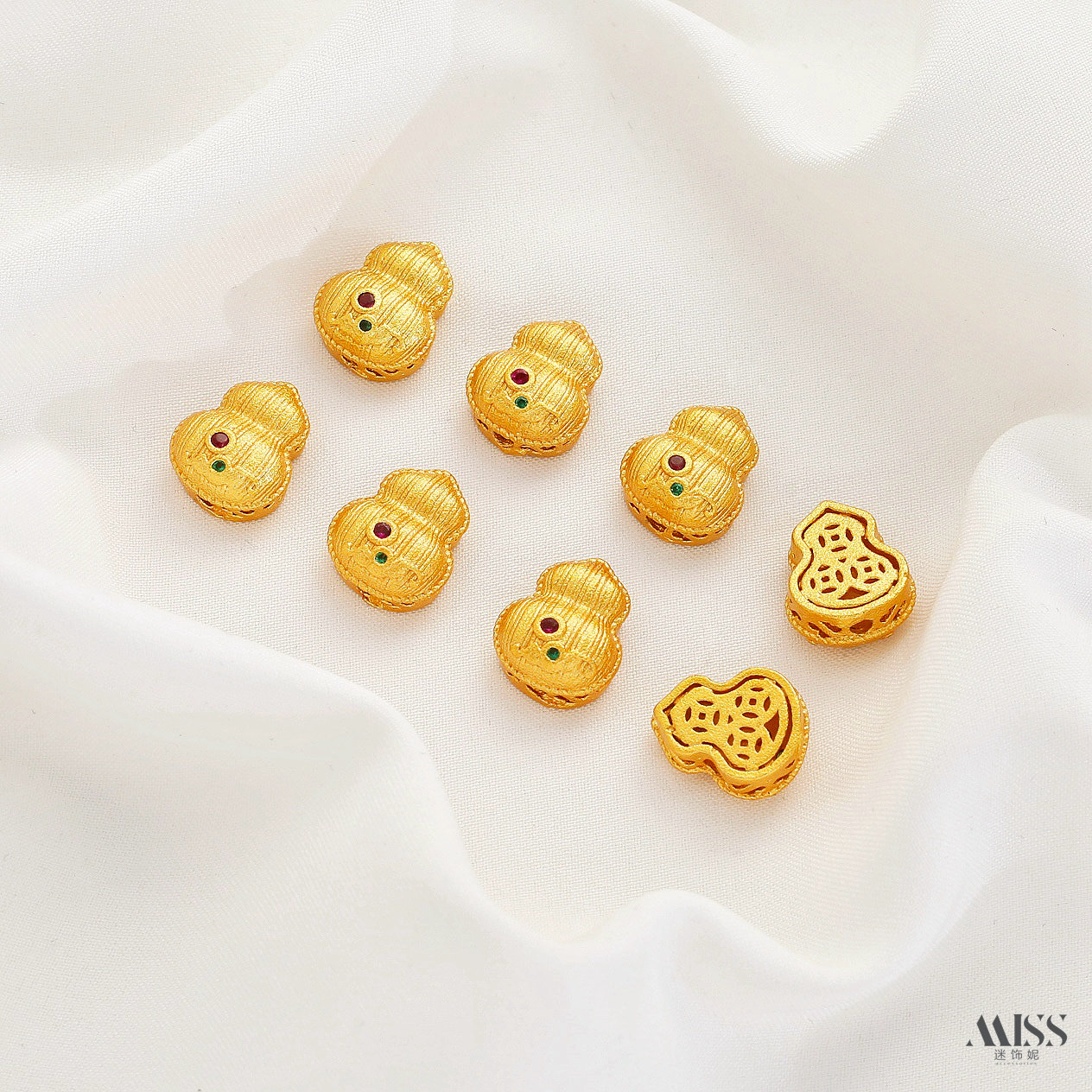 沙金强保色拉丝葫芦财字小元宝隔珠diy手工手链项链串珠饰品配件,淘宝优惠券,粉丝福利购,淘宝优惠卷