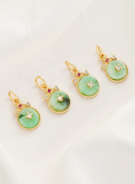 祢饰妮铜镀真金翡翠怀古滴溜吊坠