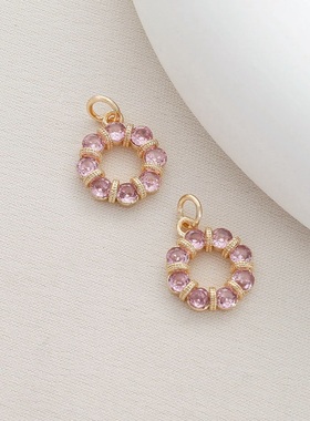 迷饰妮女铜镀金镶锆石闭口环吊坠