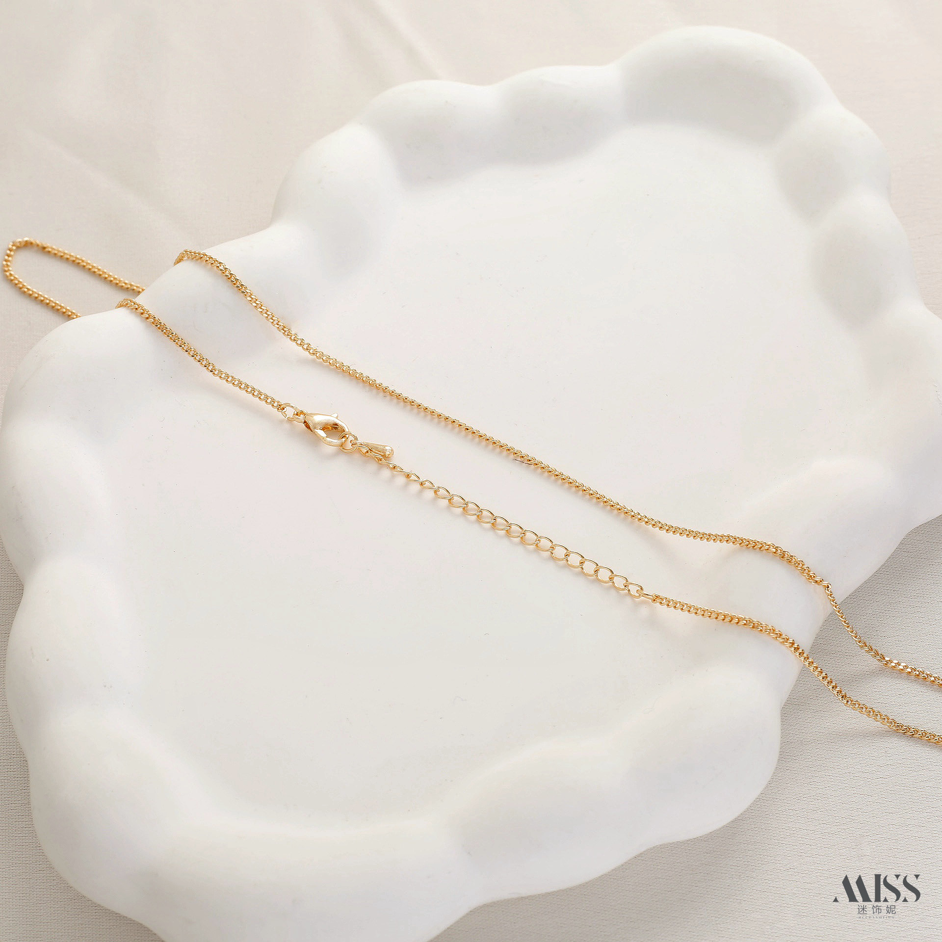 14K包真金高保色镀厚银项链女链子素链细裸链锁骨链无吊坠diy配饰,淘宝优惠券,粉丝福利购,淘宝优惠卷