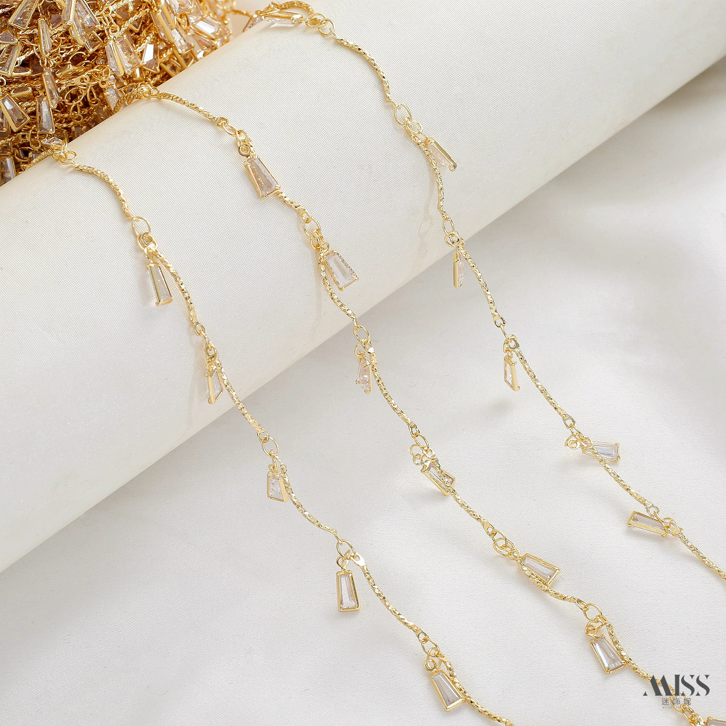 14K包金保色五角星直棒链梯形锆石弯棒手工链diy手链项链饰品配件,淘宝优惠券,粉丝福利购,淘宝优惠卷