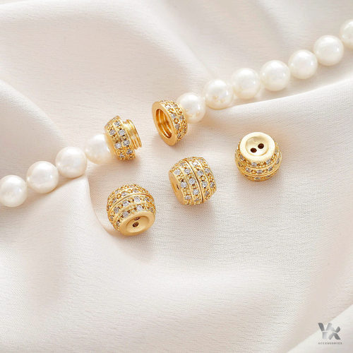 14K包金保色满镶锆石收尾螺丝扣旋转连接扣diy珍珠手链项链扣配件 - 图1