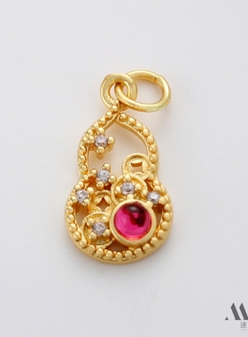 迷饰妮铜包金保色锆石葫芦吊坠