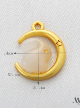 迷饰妮镀金保色星月兔苹果吊坠