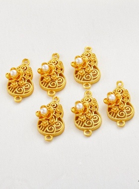 迷饰妮铜包金保色持久双吊环吊坠