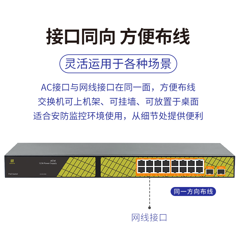 桢田2光16电全千兆18口POE交换机 智能监控端口供电分流器P1018G6 - 图3