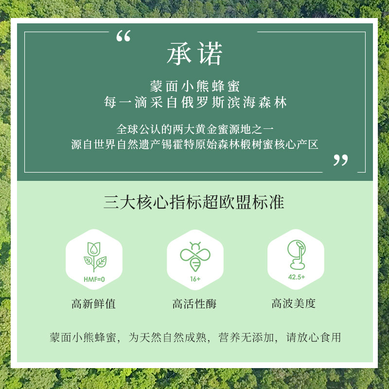 蒙面小熊俄罗斯蜜源进口纯正黑蜂蜜 蒙面小熊蜂蜜