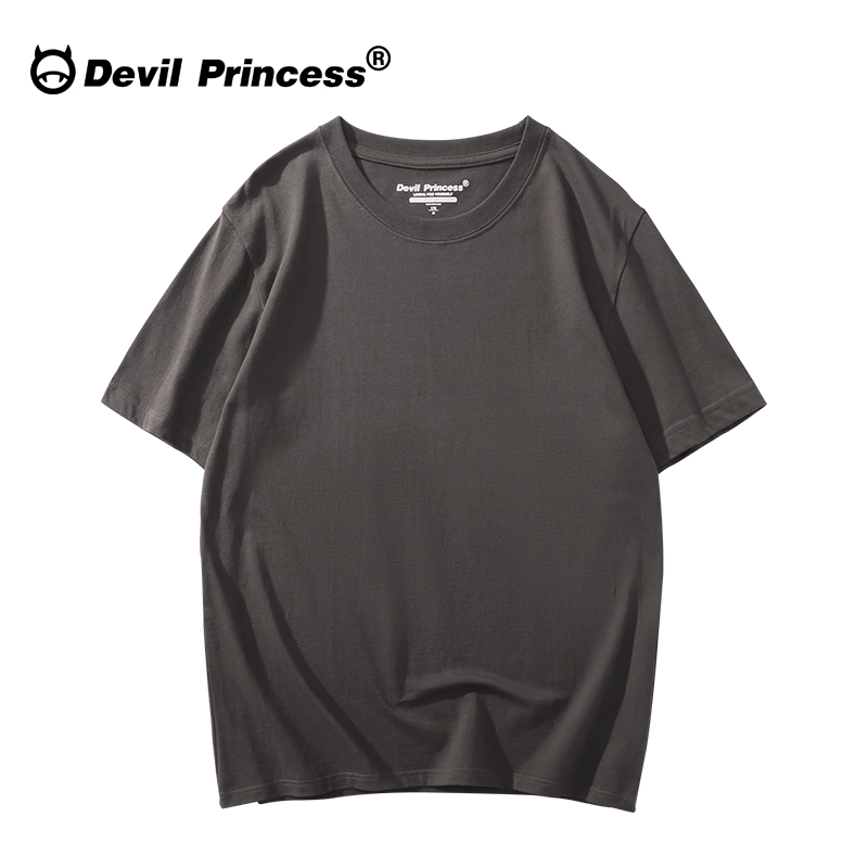 复古纯棉女t恤短袖宽松韩版chic半袖体恤纯色简约砖红色t恤女夏装 - 图1