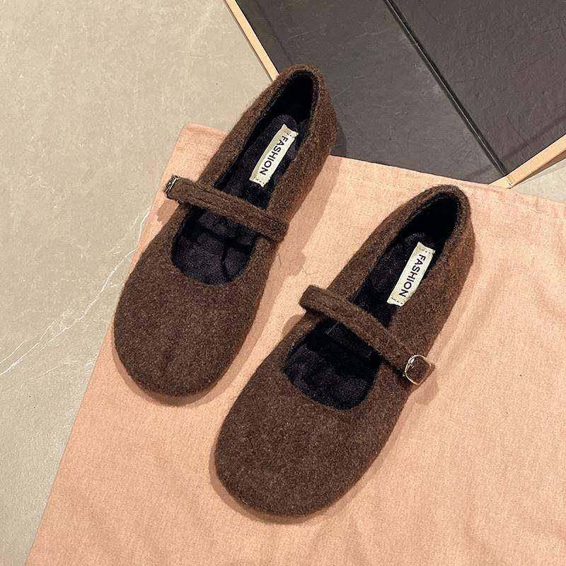 春季法式毛呢平底玛丽珍单鞋女2026新款一字扣勃肯鞋毛毛鞋0116z,淘宝优惠券,粉丝福利购,淘宝优惠卷