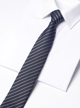 细条纹拉炼男士黑色领带无结韩国风格窄6厘米慵懒1002r