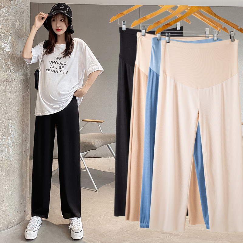 夏季外穿阔腿裤冰丝春夏款孕妇裤子 珂娅奴孕妇打底裤