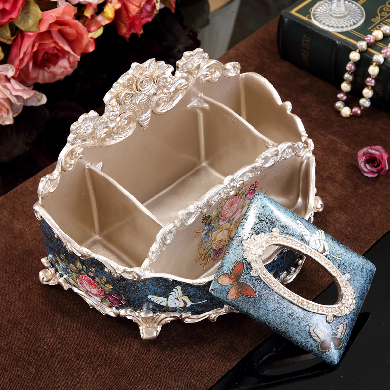 欧式客厅家用多功能纸巾盒收纳盒遥控器茶几创意抽纸盒客厅摆件-图1