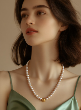 胸怀世界金色地球坠串珠项链