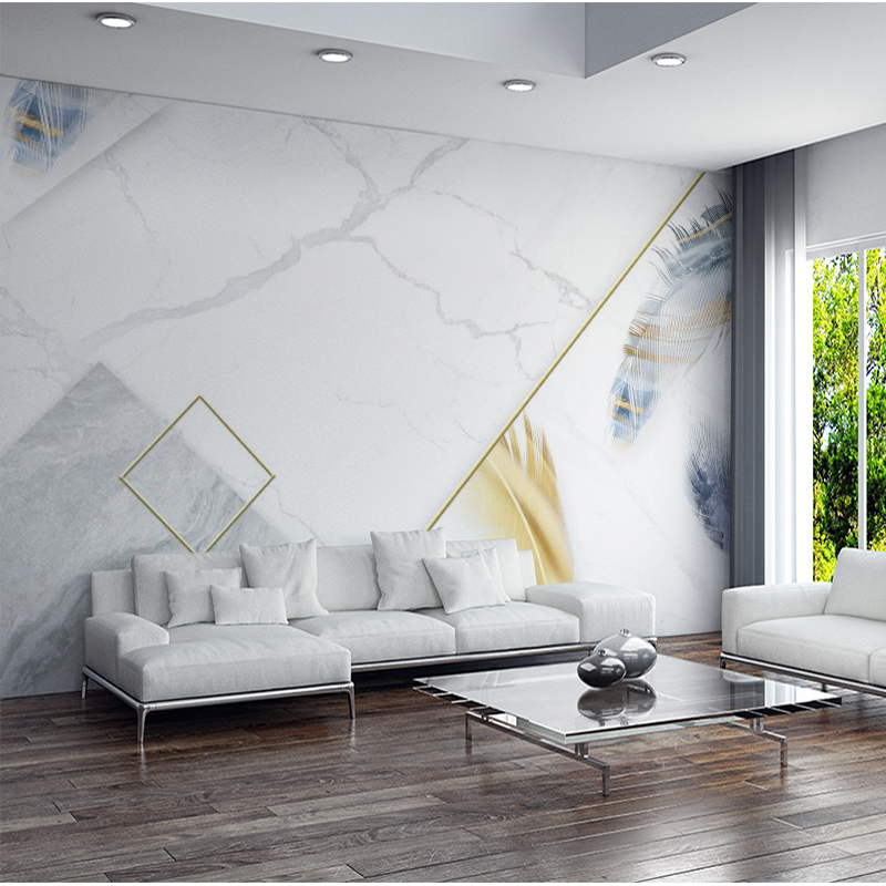 北欧电视背景墙壁纸家用简约现代3d羽毛墙纸客厅装饰壁画影视墙布