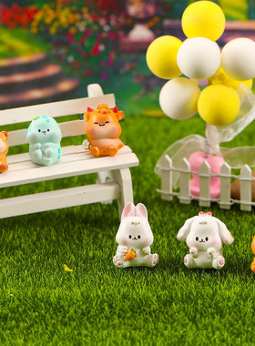 苔藓微景观十二生肖彩色树脂摆件鼠牛虎兔龙蛇马羊猴鸡狗猪工艺品