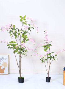 北欧风仿真绿植垂丝茉莉树客厅家居装饰假树盆栽酒店橱窗造景摆件