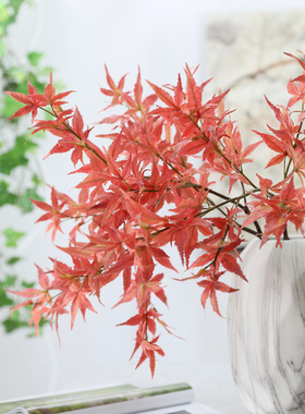 仿真植物枫叶假花植材装饰树材家居装饰盆景设计绿色枫叶布置装饰