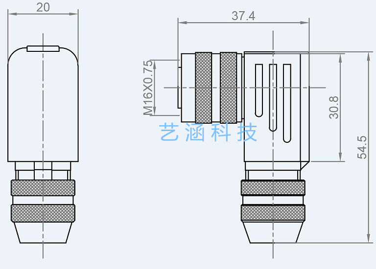 航空插头M16防水弯头连接器宾得423系列4 5芯6芯7P8芯12芯14 IP68