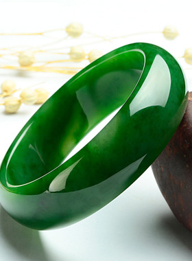 正品和田玉碧玉手镯送证书玉镯