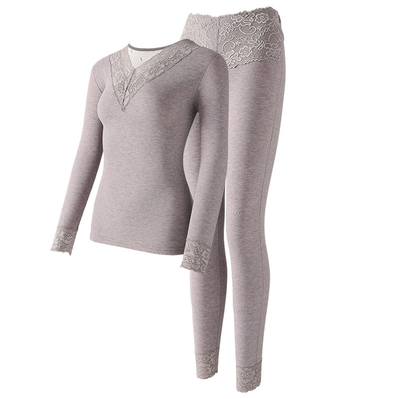 冬季羊绒保暖内衣女套装内穿加绒秋衣秋裤美体蕾丝上衣修身打底衫,淘宝优惠券,粉丝福利购,淘宝优惠卷