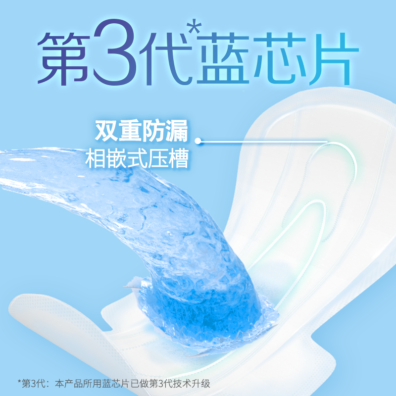 安尔乐旗舰店正品蓝芯夜用420mm卫生巾少女姨妈巾超薄防漏组合