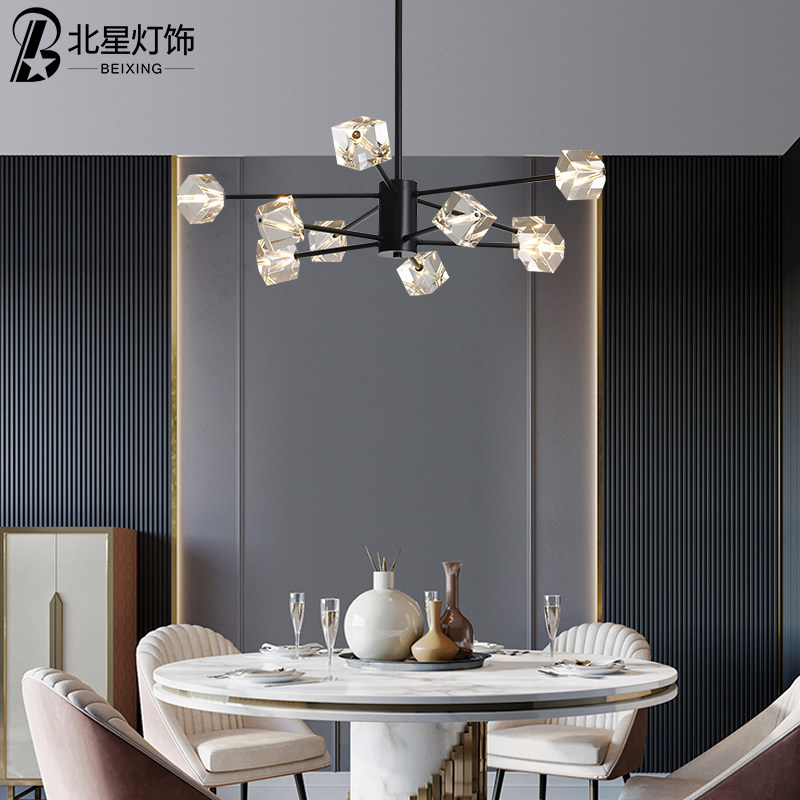北星后现代吊灯轻奢简约北欧客厅餐厅卧室水晶灯具灯饰分子灯大气_虎窝淘