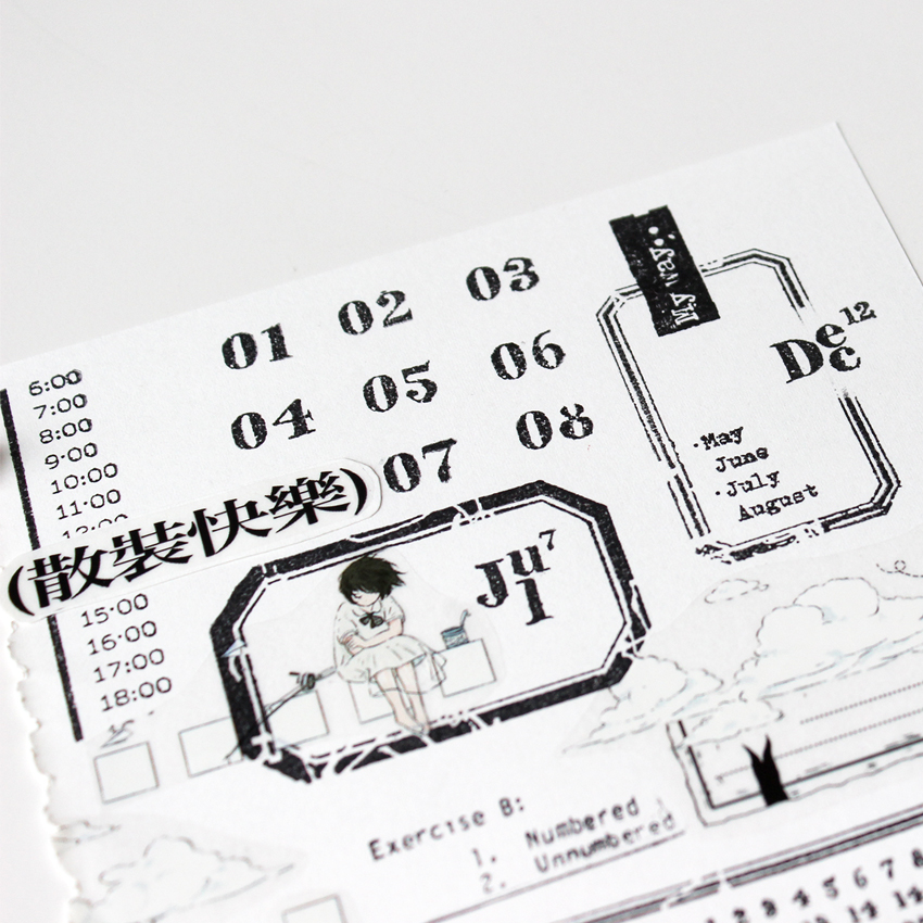 moodtape万用小卡便签日月付标签集素材橡胶皮章透明mood手帐印章 - 图3