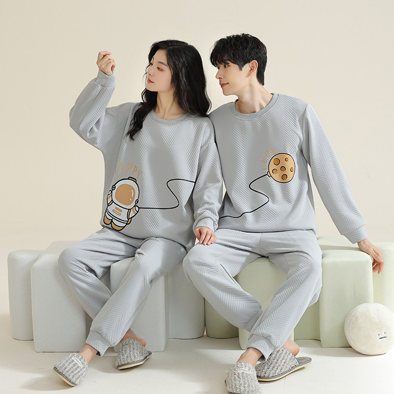 2023新款秋冬款情侣睡衣女空气棉加厚夹层新款冬季男士家居服套装,淘宝优惠券,粉丝福利购,淘宝优惠卷