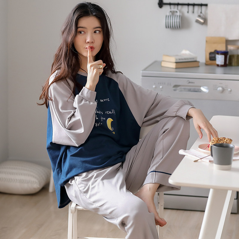 睡衣女纯棉长袖韩版春秋季两件套装秋冬可出门休闲家居服薄款套装,淘宝优惠券,粉丝福利购,淘宝优惠卷