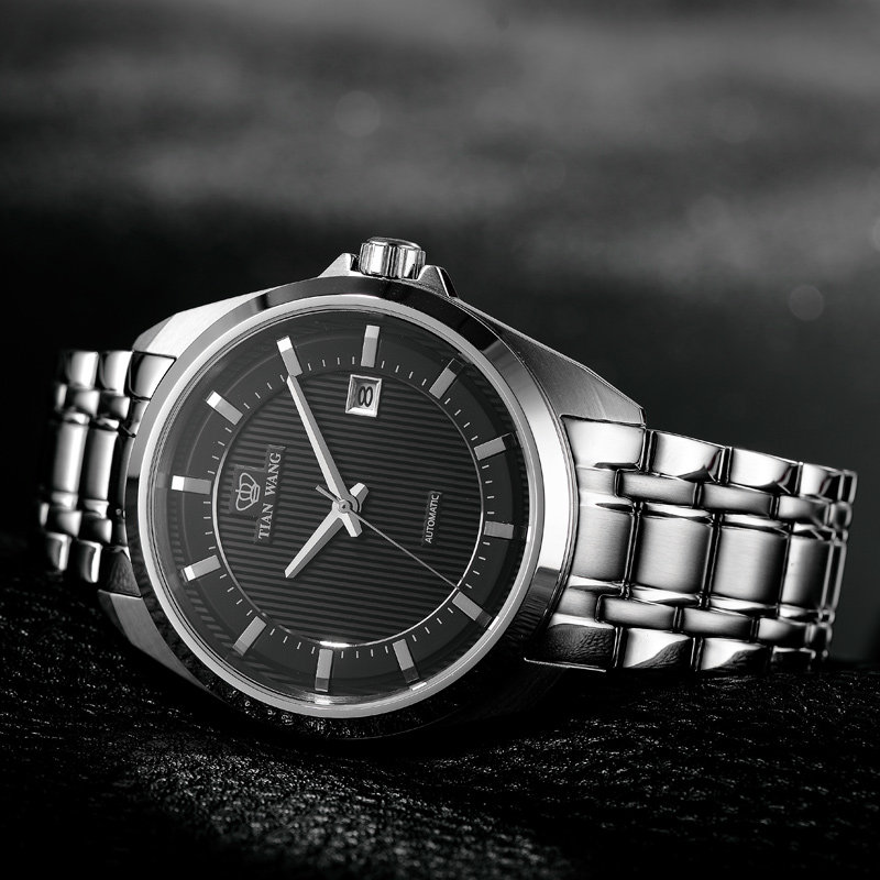 正品自动男士防水钢带送礼天王表 天王天唯雅国产腕表