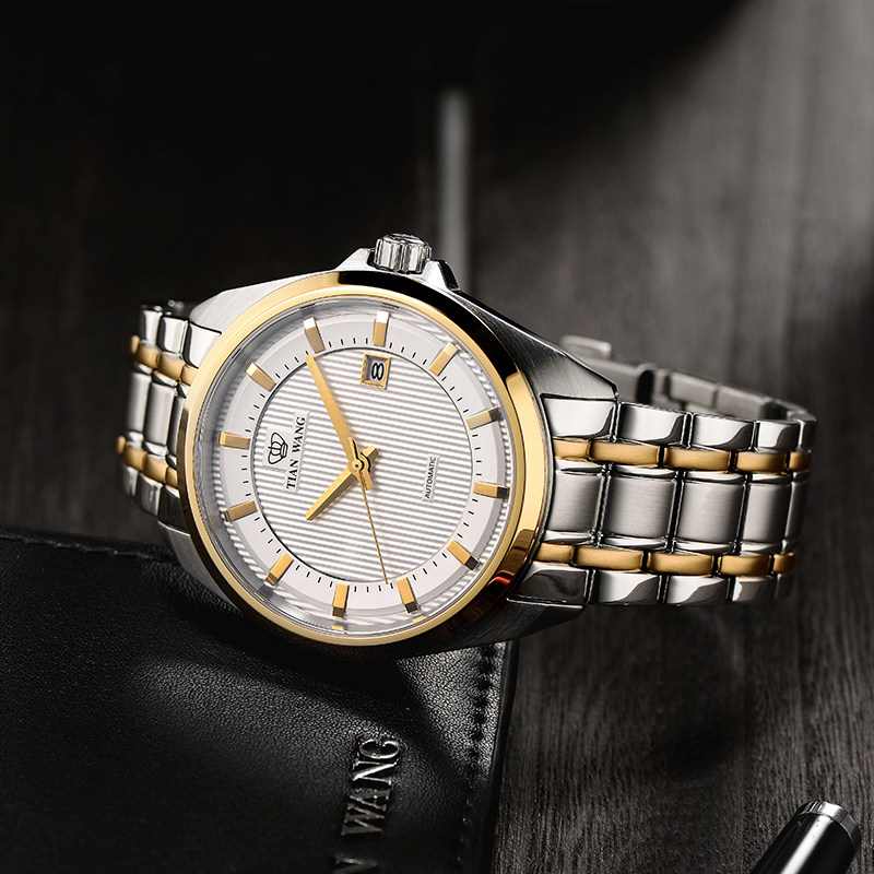 正品自动男士防水钢带送礼天王表 天王天唯雅国产腕表