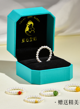 珍珠戒指女款素圈指环轻奢送礼物