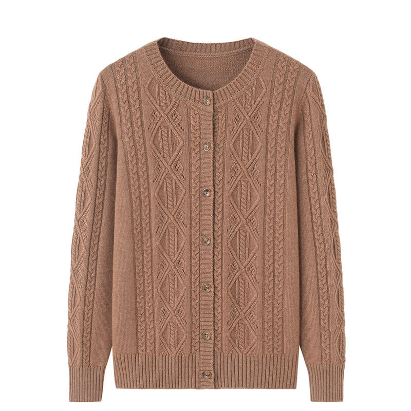 中老年女装妈妈羊绒开衫宽松毛衣 玉维丝中老年女装