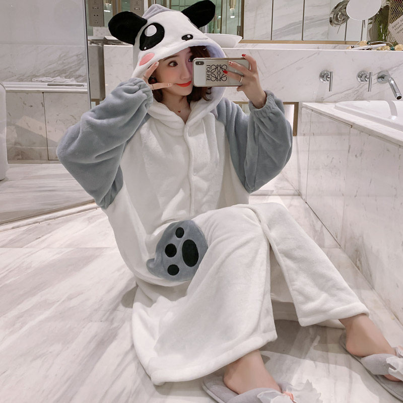 珊瑚绒情侣秋冬季可爱长款男士睡袍 俏华琪内衣睡袍/浴袍