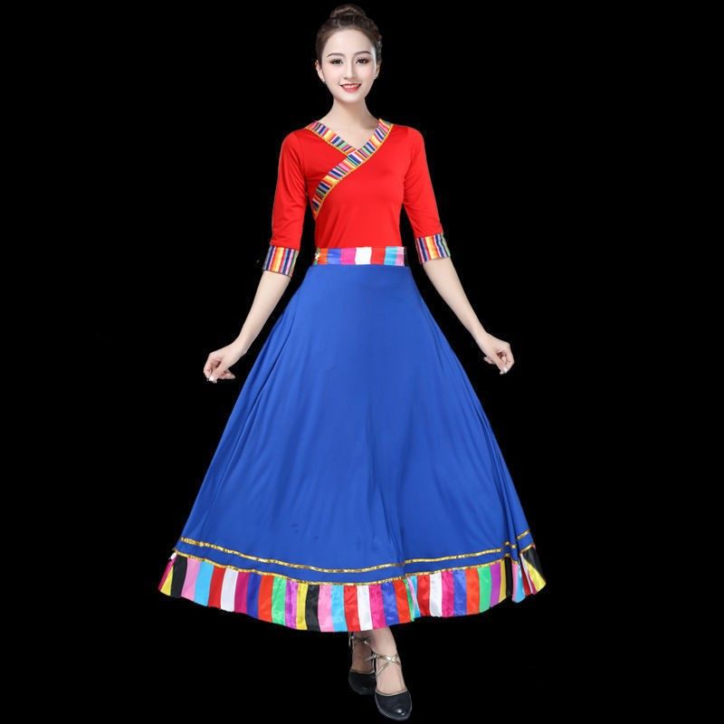 广场舞新款藏族舞蹈演出服装女长裙 佐丽莎民族服装/舞台装