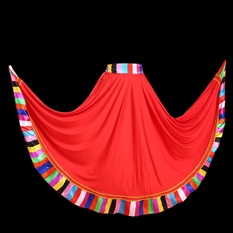 藏族舞蹈演出服装女成人大摆长裙 佐丽莎民族服装/舞台装