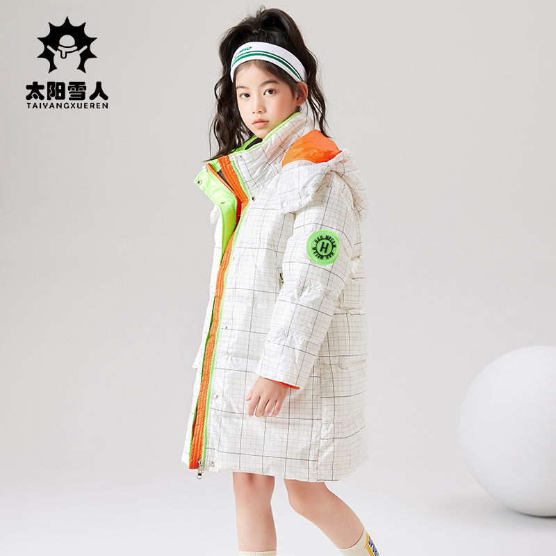 太阳雪人童装男童羽绒服中大童2022冬季加厚儿童羽绒服女中长款厚