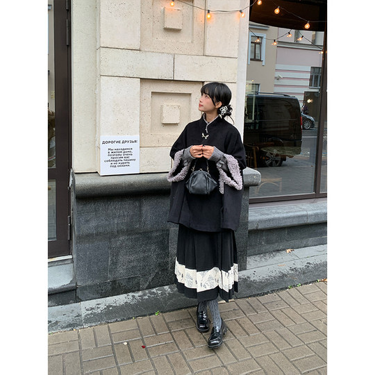 Ужасная карта, плавающая бабочка, улучшенный новый китайский стиль, металлическая бабочка, шерстяной плащ, пальто, юбка, зимний костюм