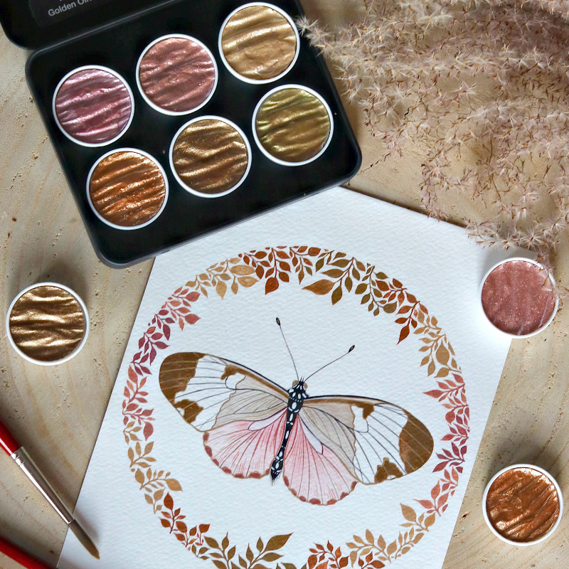 德国Coliro水彩颜料 Finetec金属色 珠光色 荧光色手工30mm固体颜料美术生金银色绘画颜料 单块 - 图1