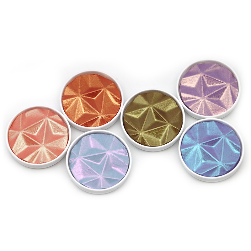 德国Coliro水彩颜料 Finetec金属色 珠光色 荧光色手工30mm固体颜料美术生金银色绘画颜料 单块 - 图3