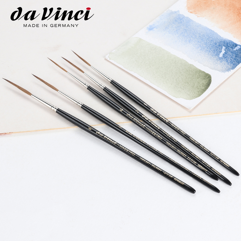 德国Da Vinci达芬奇 专家级1203K 柯林斯基紅貂毛圆头长峰水彩画笔 油画拉线笔
