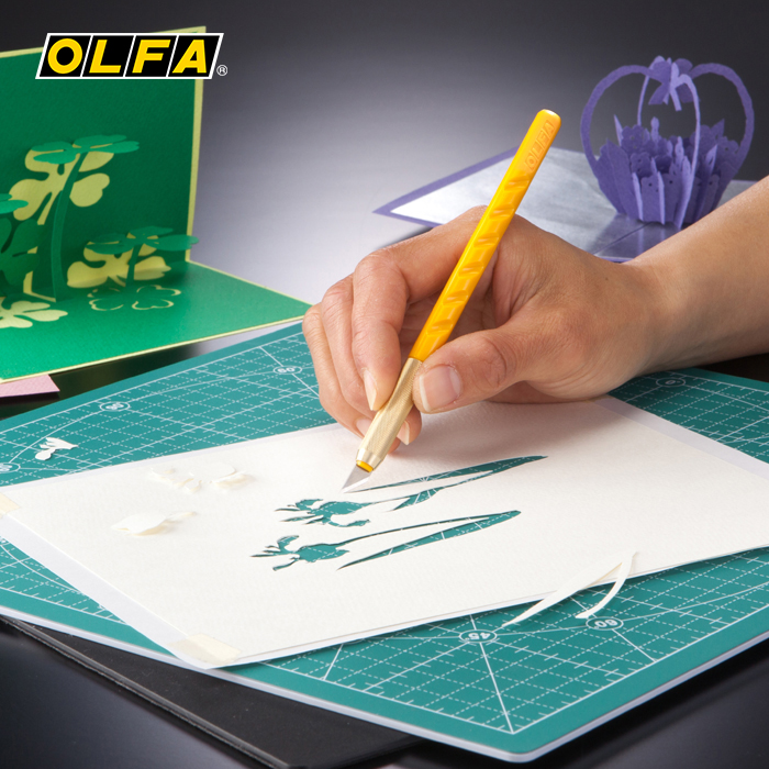 日本OLFA雕刻刀 DIY橡皮章雕刻笔刀手工木雕纸雕剪纸刀手机贴膜刀小黑刻刀玉米黄刻刀套装_虎窝淘