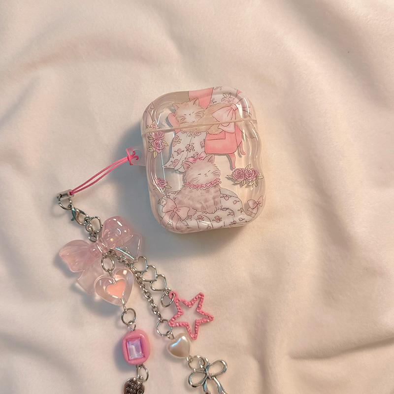 奶呼呼可爱碎花猫咪适用AirPods4保护套新款iPod苹果耳机壳少女1/2代无线蓝牙3代airpodspro2代软防摔保护壳 - 图0