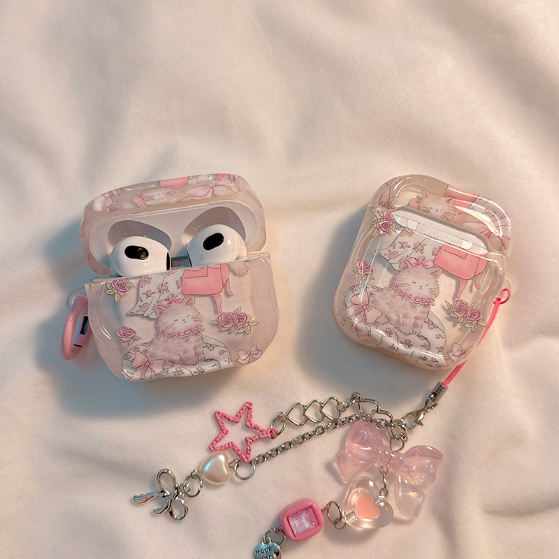 奶呼呼可爱碎花猫咪适用AirPods4保护套新款iPod苹果耳机壳少女1/2代无线蓝牙3代airpodspro2代软防摔保护壳 - 图2