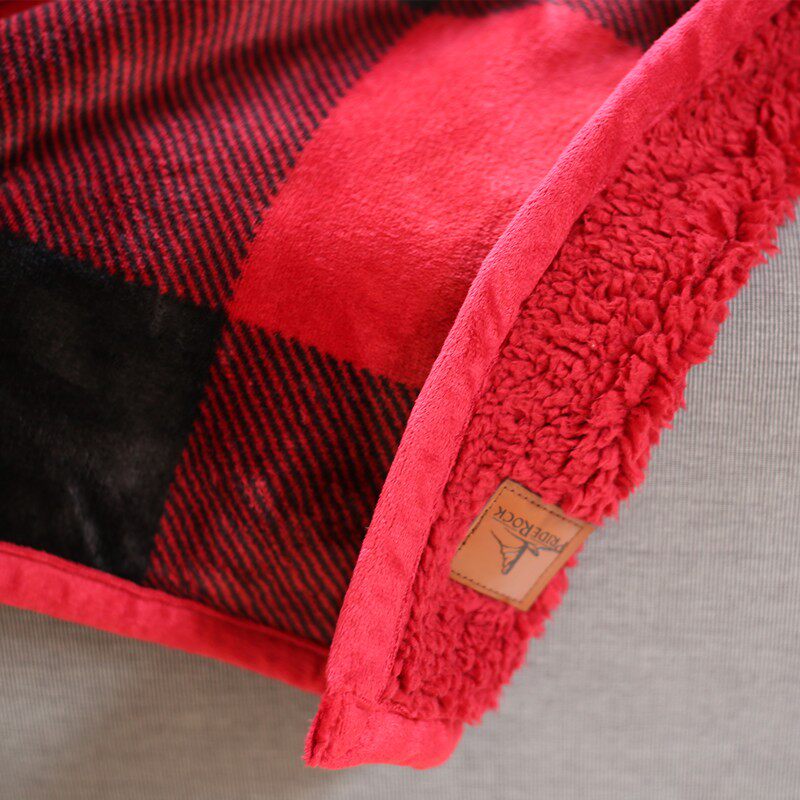 超厚款!圣诞红格子双层羊羔绒小毯子盖腿单人冬季学生自习小毛毯