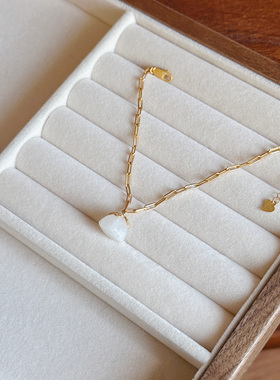 叶优里纯银S925和田白玉手链纯银镀金复古手链