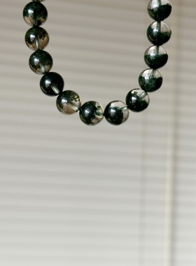 绿幽灵手串7A收藏级翠绿色聚宝盆赞比亚原石幽灵珠串