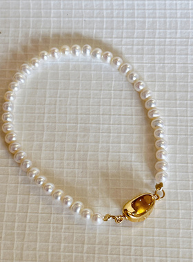 叶优里天然淡水珍珠baby珠小米珠追光middot高级优雅元宝扣手链